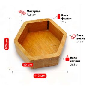 Шестикутник середній (M), Дерево Вільха, Форма-Кашпо F-12, Fastisi Wooden