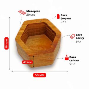 Шестикутник маленький (S), Дерево Вільха, Форма-Кашпо F-14, Fastisi Wooden